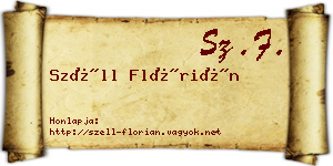 Széll Flórián névjegykártya